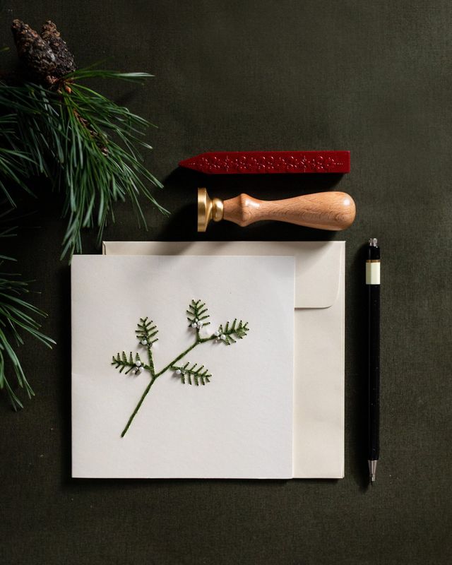 Others - Gjenbrukbart kort - Håndbrodert gren