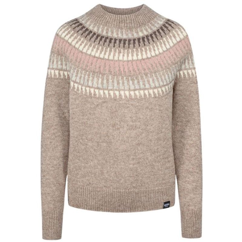 Rauma - Spiret dame rundfelt genser - Lys beige/rosa 