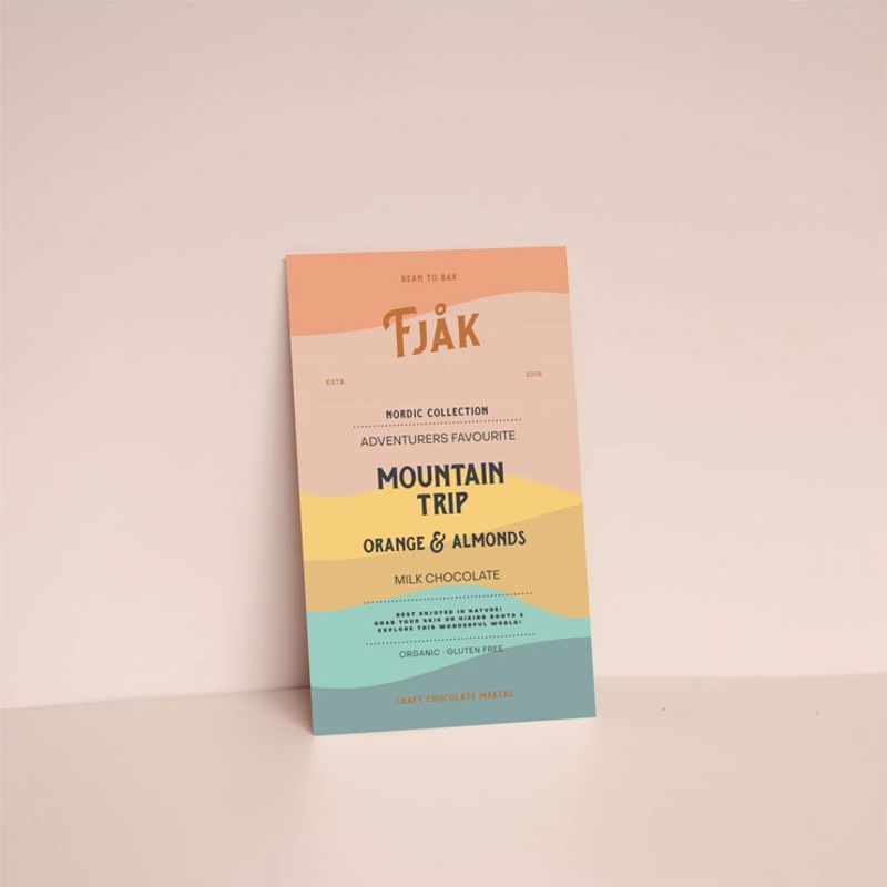 Fjåk Sjokolade - Fjelltur Appelsin & Mandler melkesjokolade