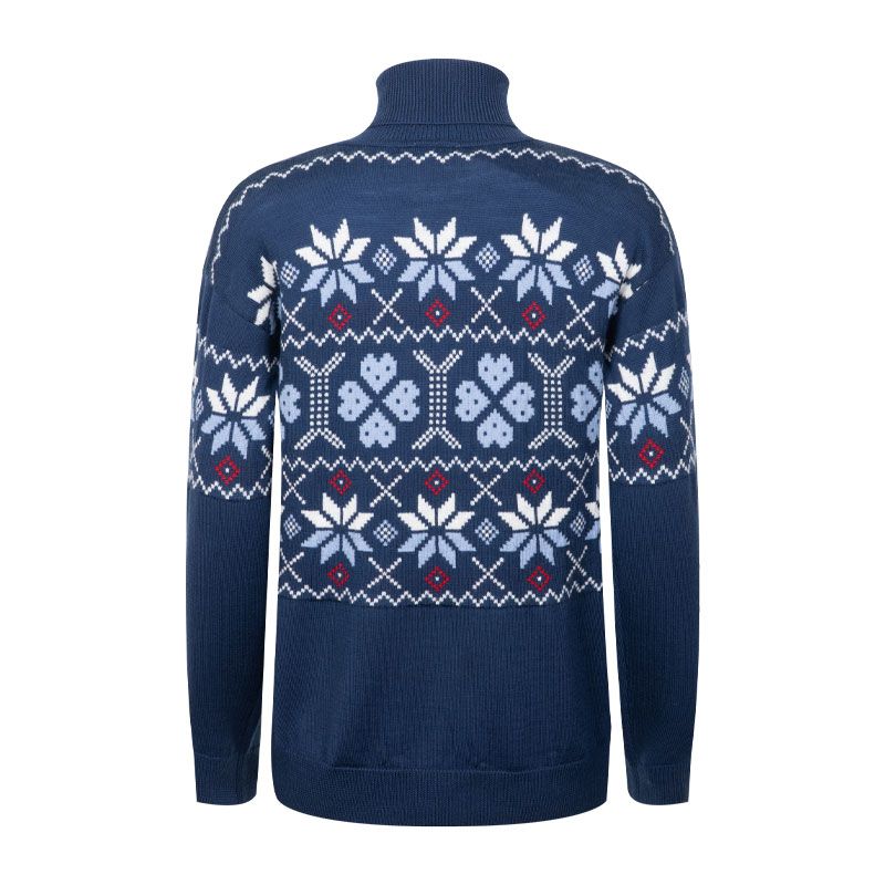 Scand. Ex. - Strikket genser med rullekrage dame - Marineblå/støvblå