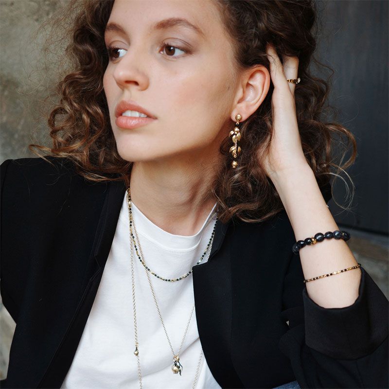 A&C - Wild Nature armbånd med sorte stener - G