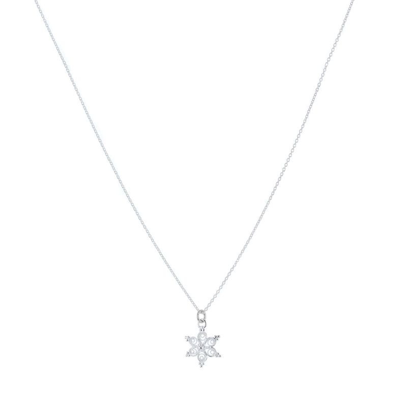 Hasla - Anheng med kjede 42 cm - Snøkrystall filigran