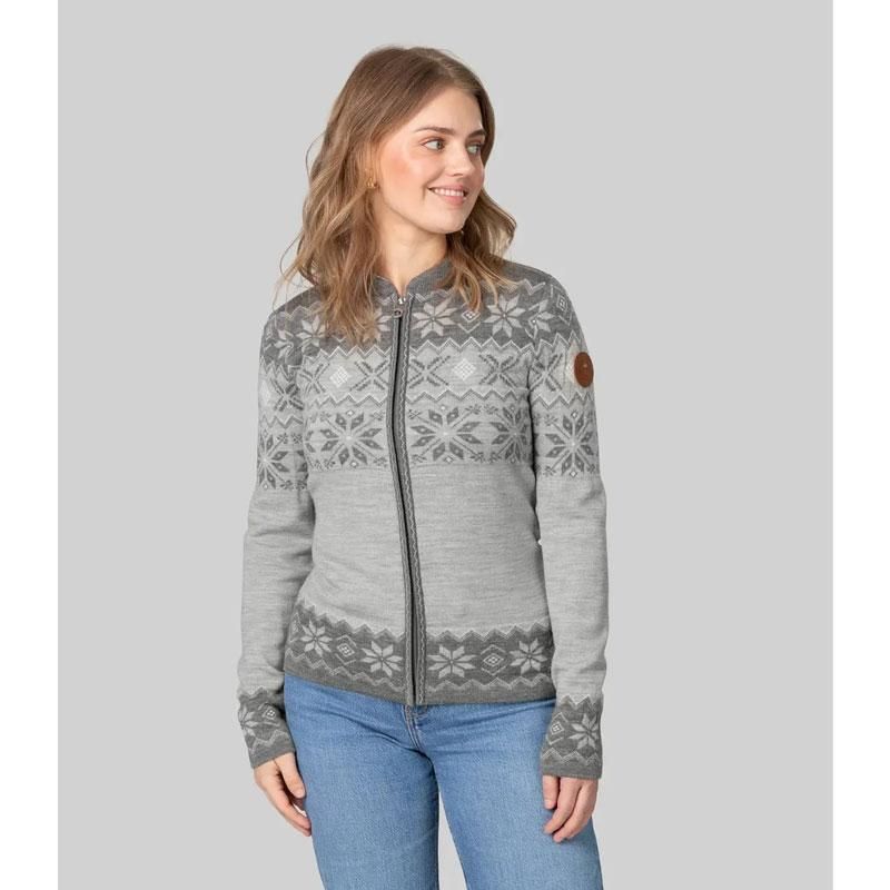 Scand. Ex. - Strikket jakke zip dame - Grå melert/mørk grå