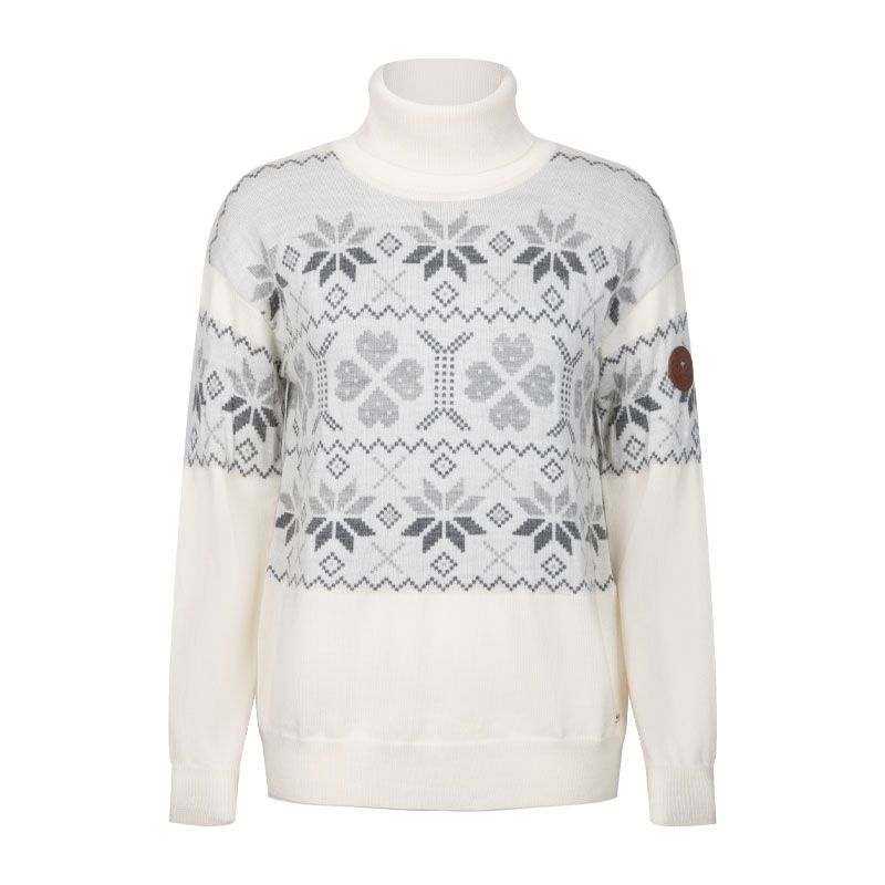 Scand. Ex. - Strikket genser med rullekrage dame - Snøhvit/grå melert