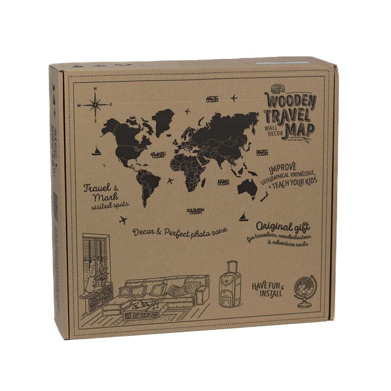 Enjoy The Wood - 3D Wood World Map Prime - Multicolor Basic L