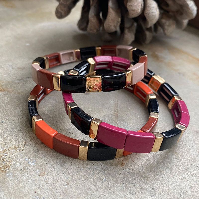 A&C - Emaljert armbånd 17 cm - Fuchsia